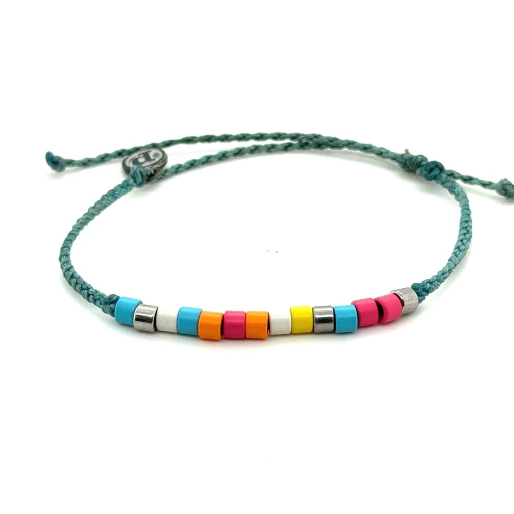 Pura Vida Multi Color Seed Bead Braided Cord Adjustable Bracelet